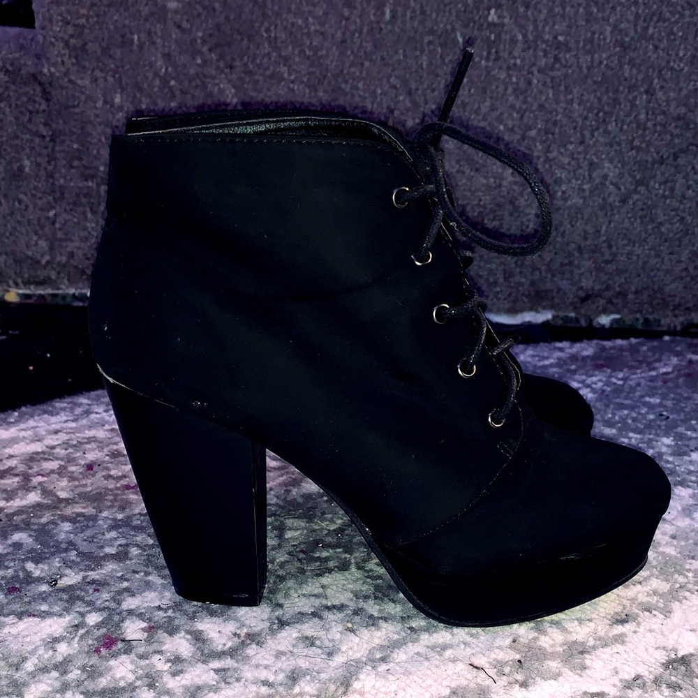 High heel lace up ankle boots